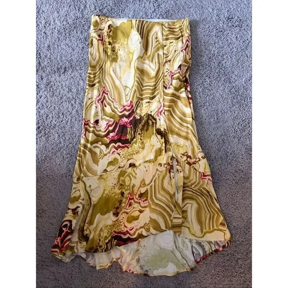 Anthropologie Marble Asymmetrical Hem Flounced Ruffle Midi Skirt Size Medium - Picture 4 of 8